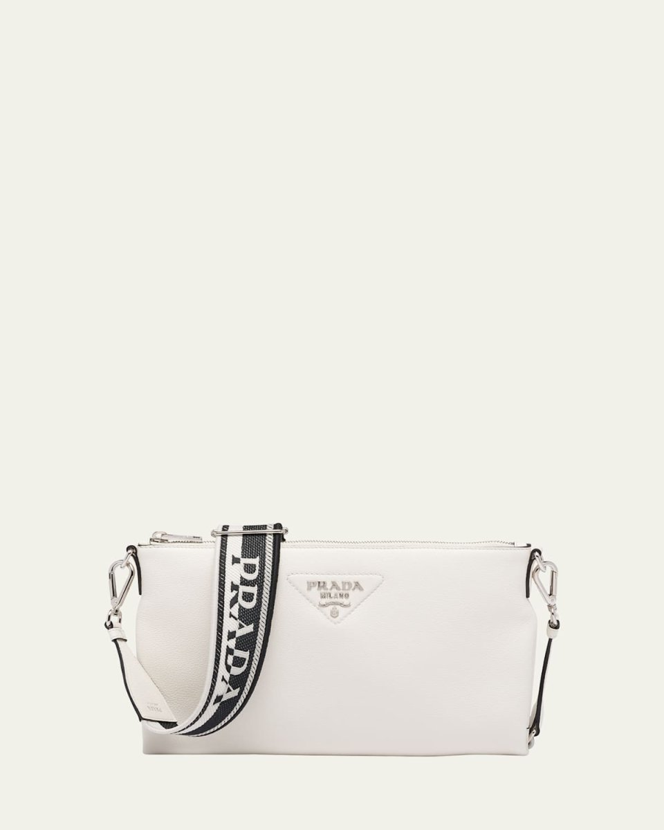 Small Logo Pebbled Leather Crossbody Bag